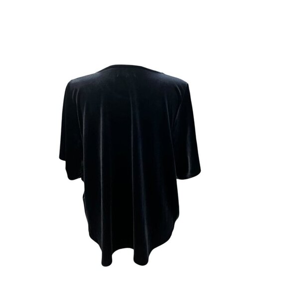 MADEWELL Blue Velvet Short-Sleeve Loose-Fit Top Womens Elegant Round Neck Blouse - Picture 5 of 9